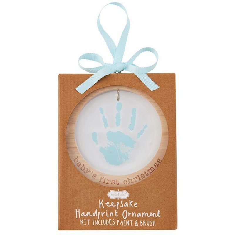 Mud Pie Blue Handprint Ornament