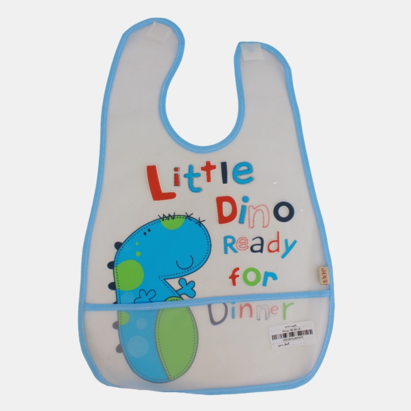 Baby Bib  White with Cute Dino Design