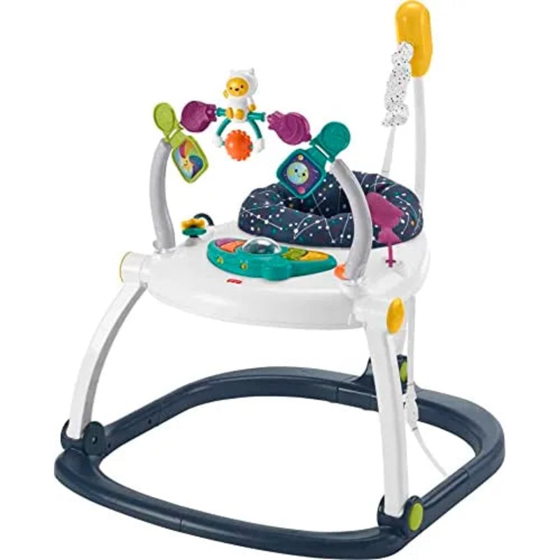 Baby Bouncer SpaceSaver Jumperoo Activity Center with Lights Sounds and Folding Frame – Astro Kitty