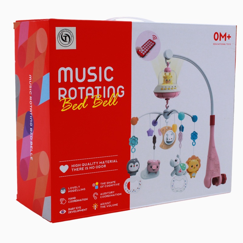 Baby Music Rotating Bed Bell with Remote Control – pink