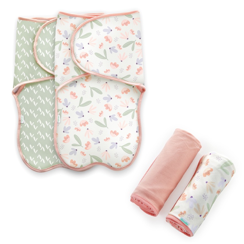 FAREWELL FUSS ADJUSTABLE EASY-WRAP BABY SWADDLE 2 PACK – POSY & COMFY BUNDLE 2-PACK MULTI-USE SWADDLE BLANKET SET – POSY