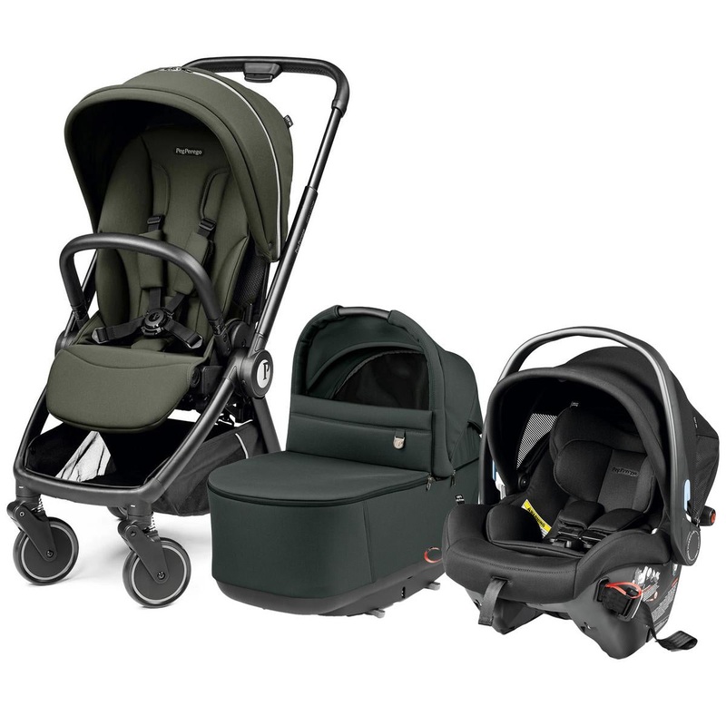 Peg Perego City Loop Stroller + Bassinet +  Primo Viaggio Urban Mobility Travel System Bundle – Black / Metal / True Black