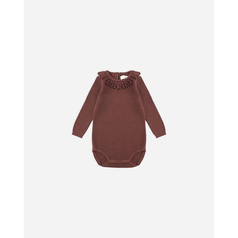 Ruffle Collar Bodysuit – Burgundy