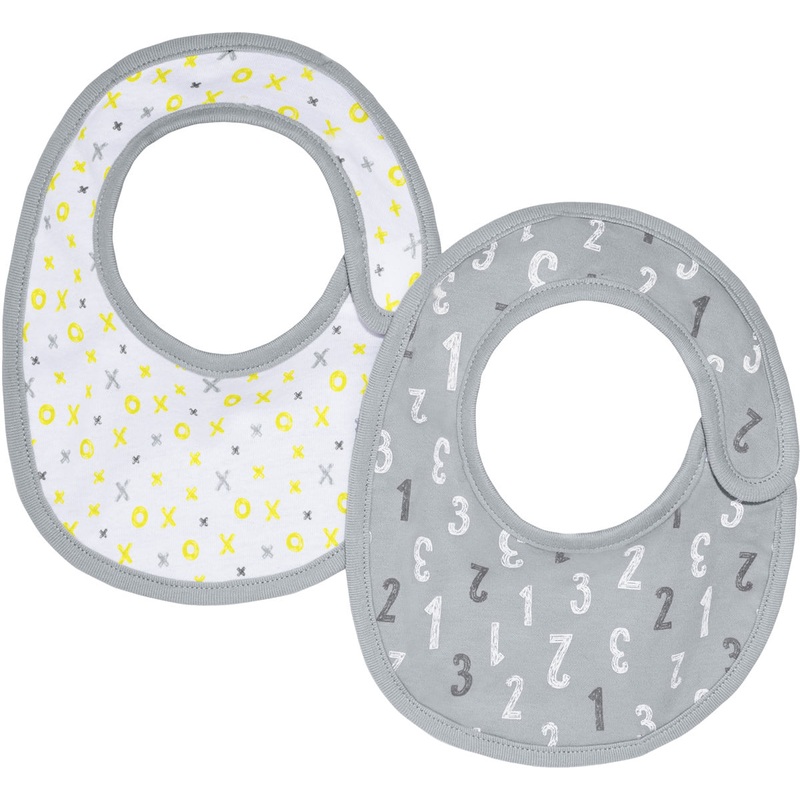 Skip Hop ABC-123 Reversible Bib Set – Grey