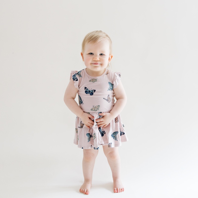 Twirl Bodysuit Dress in Blush Butterfly
