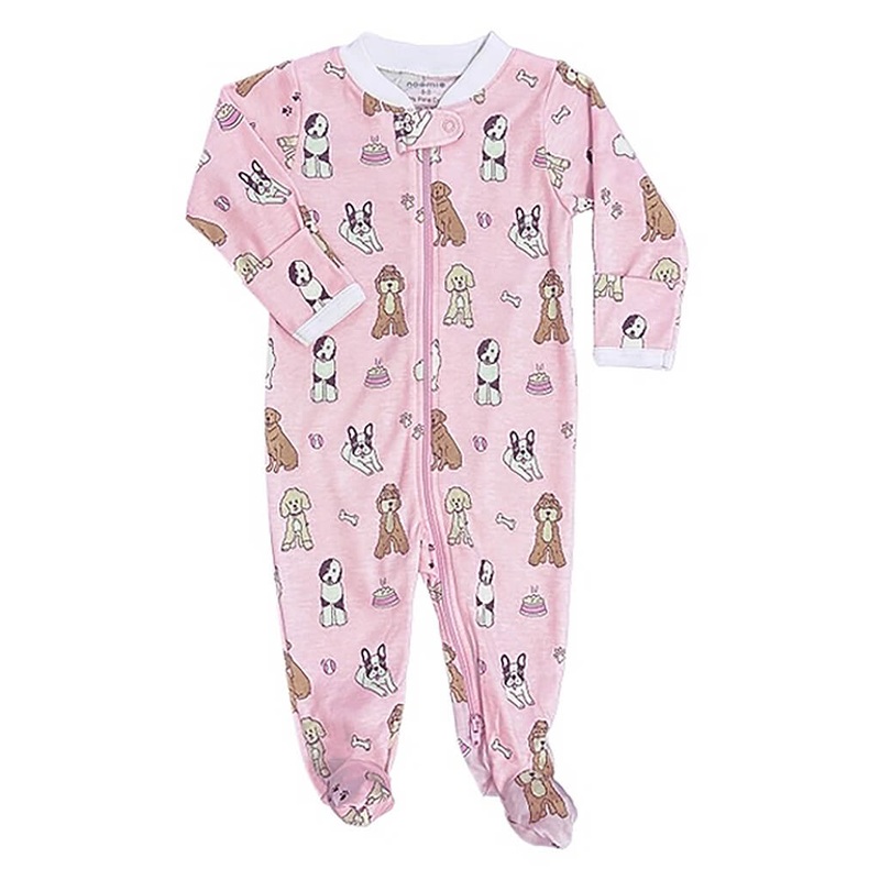 Zipper Footie Doggie Day Care Pink