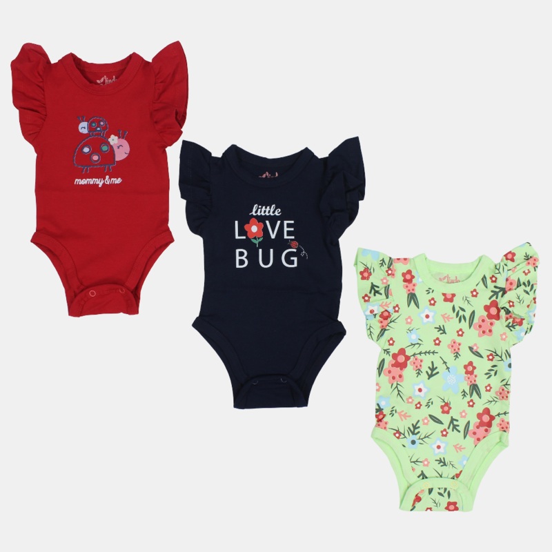 Baby Girls Sleeveless Bodysuit (Pack of 3)