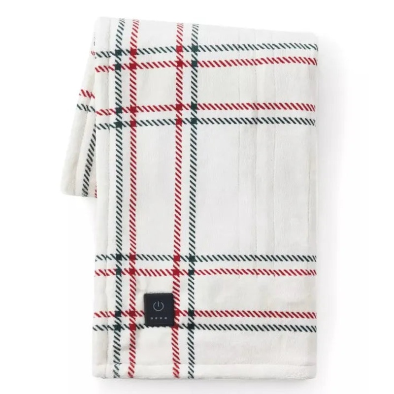 Brookstone Heated Cozy Throw – Holiday Windowpane