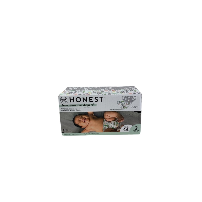 Honest Company Clean Conscious Diapers Pack, 2, 72 Count, Barnyard babies and Pandas
