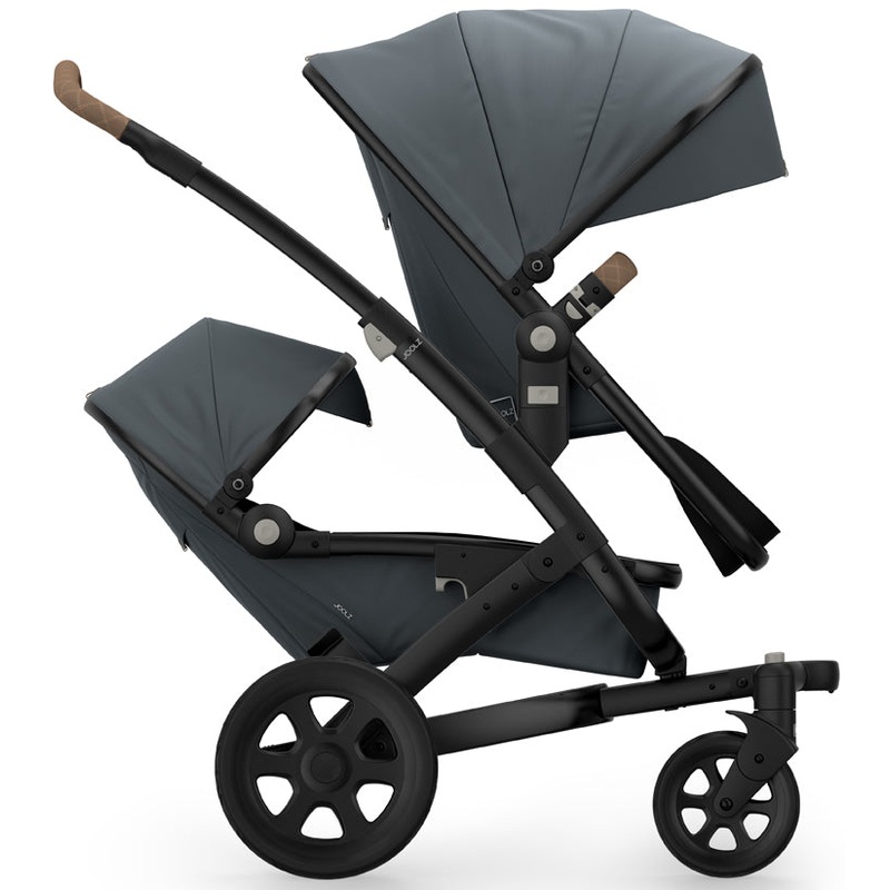 Joolz Geo 2 Tailor Twin Stroller – Black/Grey/Black/Liver Double-Stitched