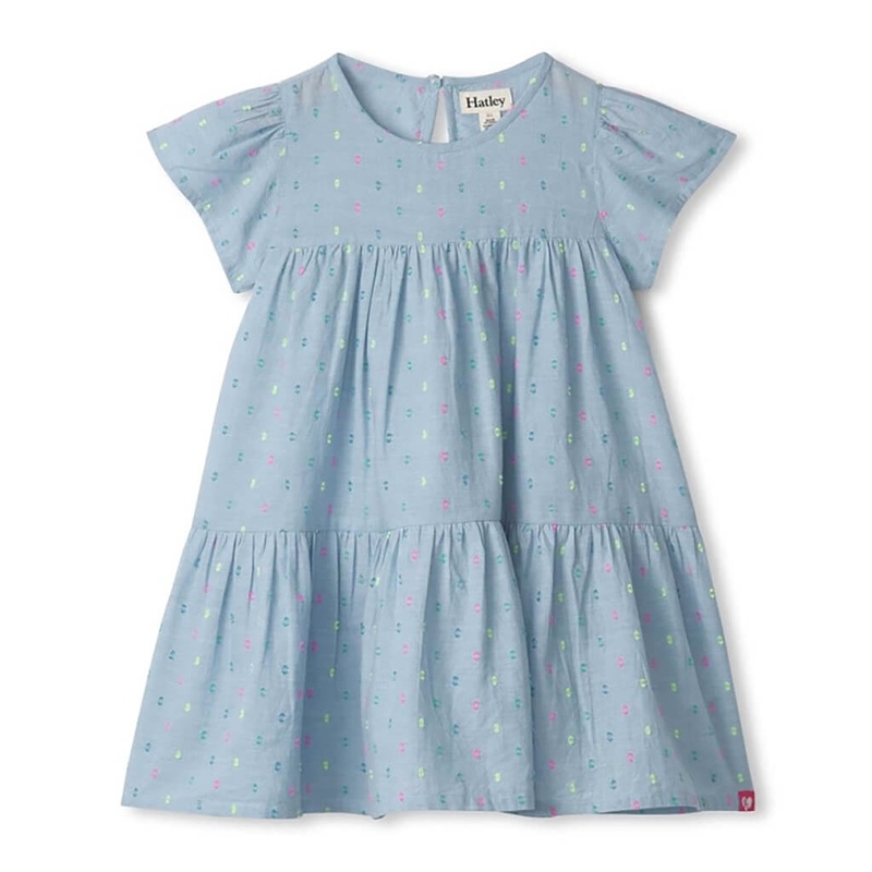 Bright Spot Chambray Woven Cake Puff Dress
