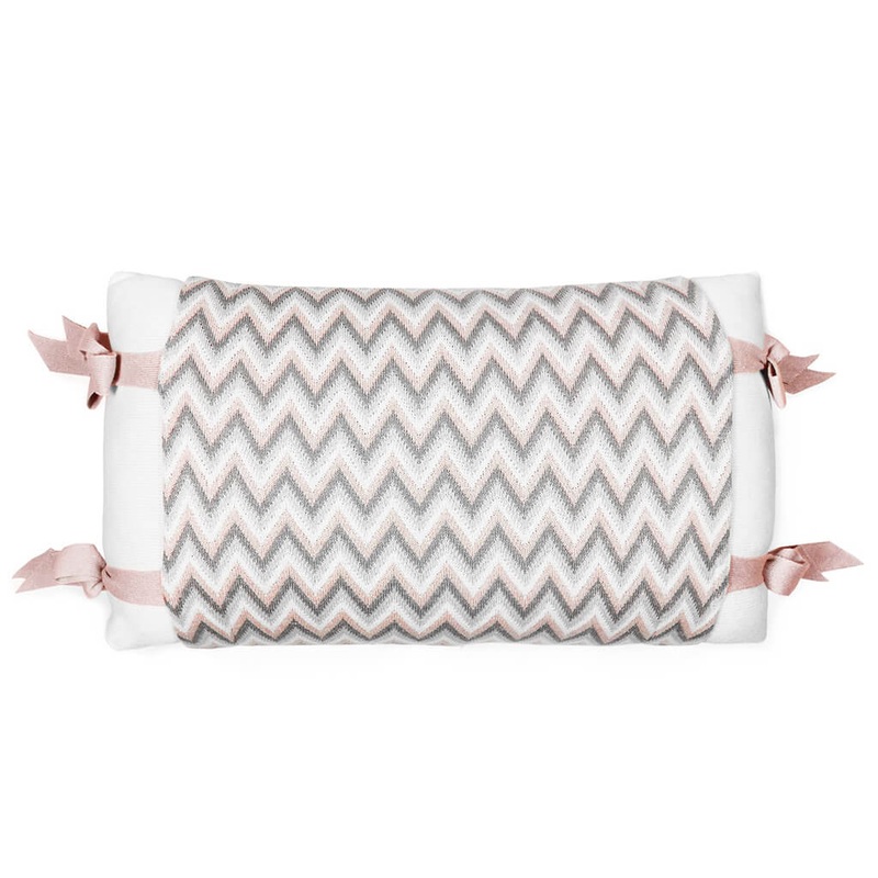 Tricot Crib Pillow Apron Soft Pink/Grey