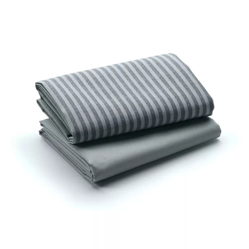 Fitted Playard Sheets – Stripes & Grey 2pk