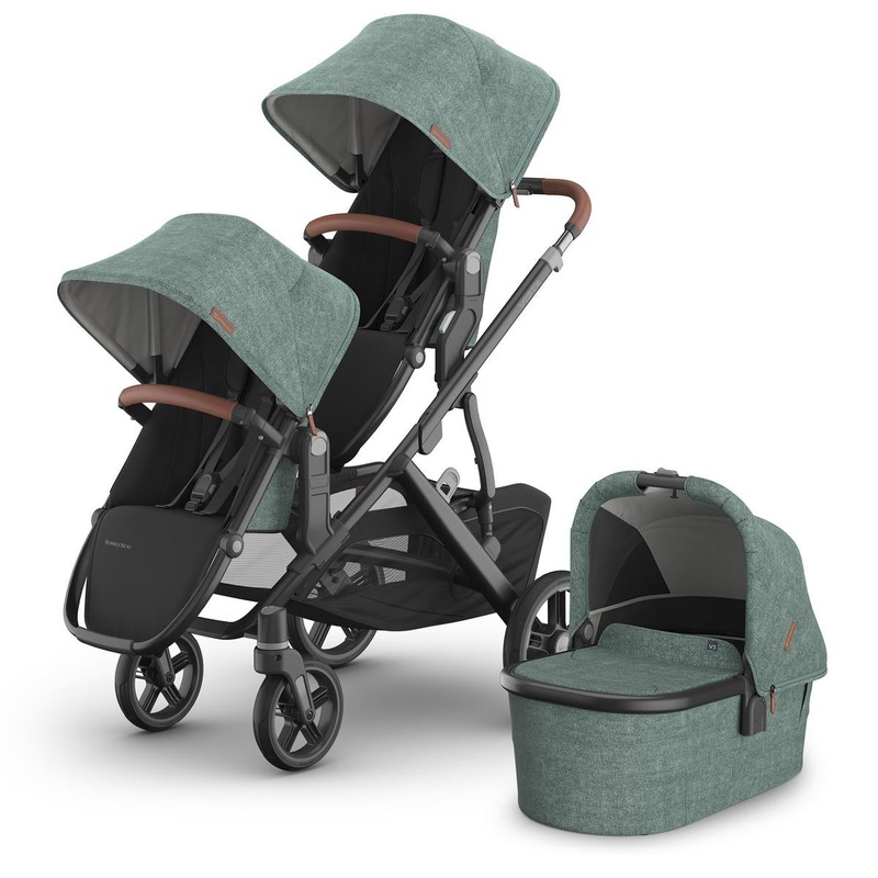 UPPAbaby Vista V3 Double Stroller with RumbleSeat V3 + Bassinet Bundle – Gwen