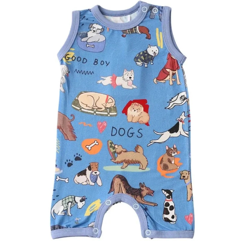 Bestaroo – Sleeveless Shortall Romper – Vintage Dogs