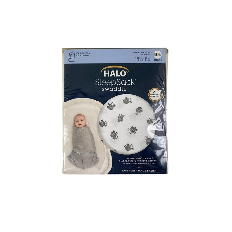 Halo SleepSack Swaddle, Newborn, White Lamb Scribble