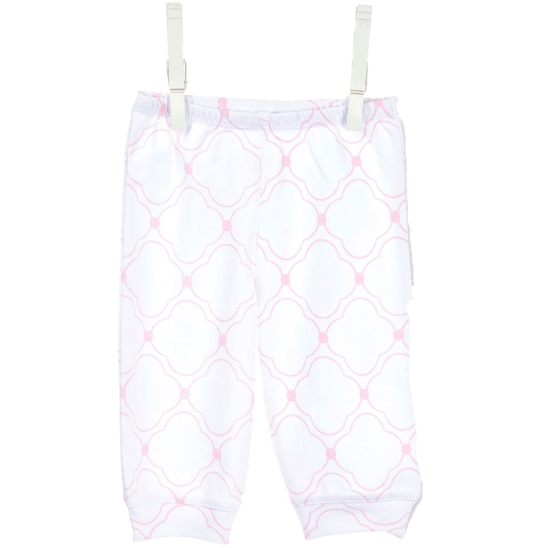 Little Giraffe Cotton Pant with Cuffs in Pink – 3 to 6 Months
