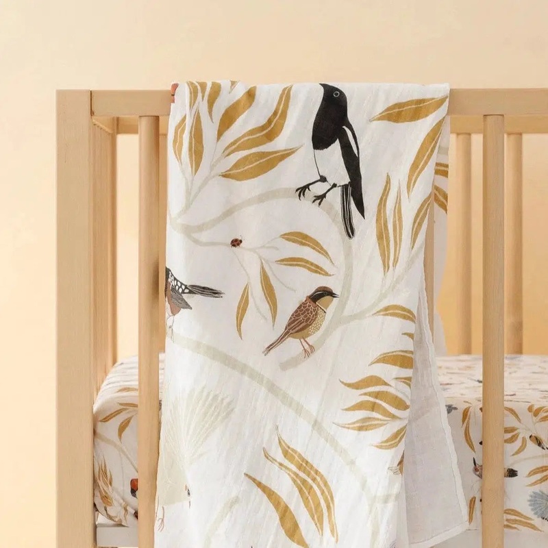 Clementine Kids – Cotton Muslin Crib Sheet – Birds