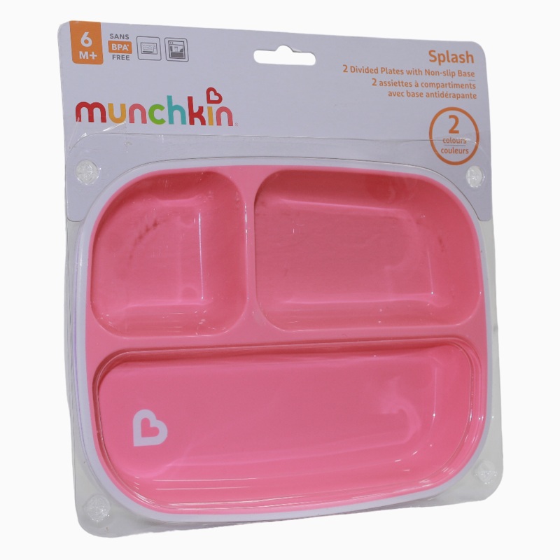 Munchkin Splash Toddler Divided Plates – Pack of 2-Pink- 6 months+
