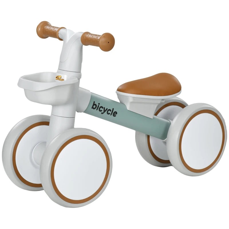 Qaba Balance Bike for Toddlers 1-3 Years with Adjustable Seat, Silent Wheels, No Pedal Bike, Green