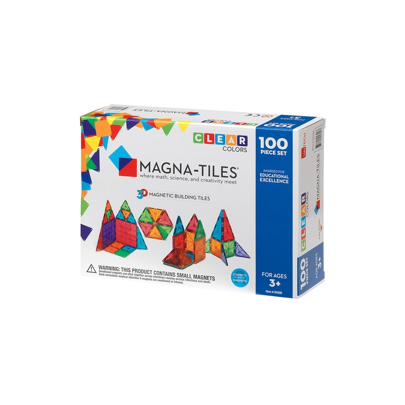 Valtech Magna-Tiles Clear Colors 100 Piece Set