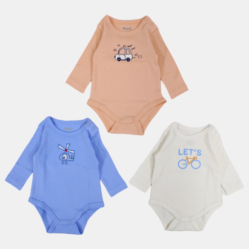 Baby Boys’ Cotton Underwear Bodysuit – Pack of 3