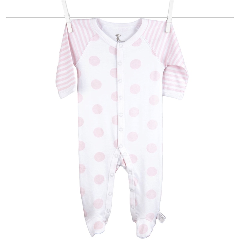 Little Giraffe Lollipop Henley Footie in Pink – 0 to 3 Months