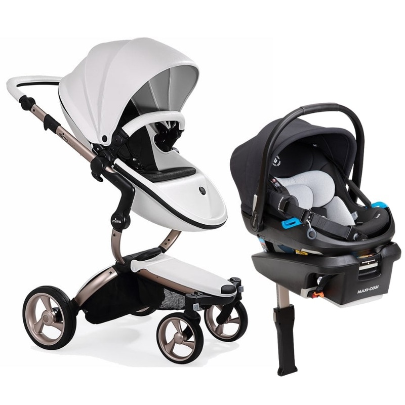 Mima Xari 4G + Maxi Cosi Coral XP Travel System Bundle – Rose Gold – Snow White / Black / Essential Black