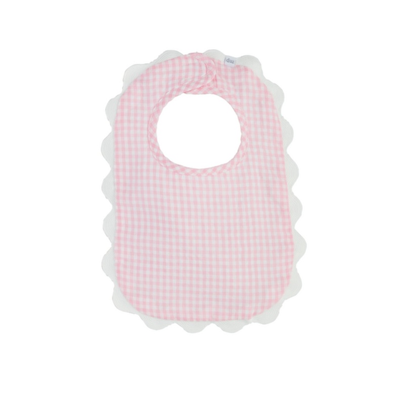 Mud Pie Pink Gingham Scallop Bib