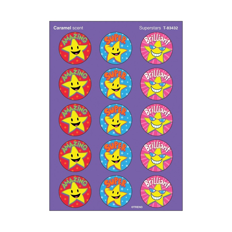 Superstars, Caramel scent Scratch ‘n Sniff Stinky Stickers  Large Round