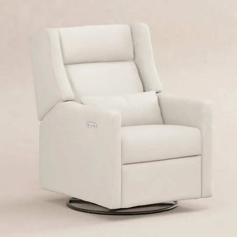 Babyletto – Kiwi Plus Electronic Glider + Recliner w/ Adjustable Headrest – Performance Cream Eco-Weave