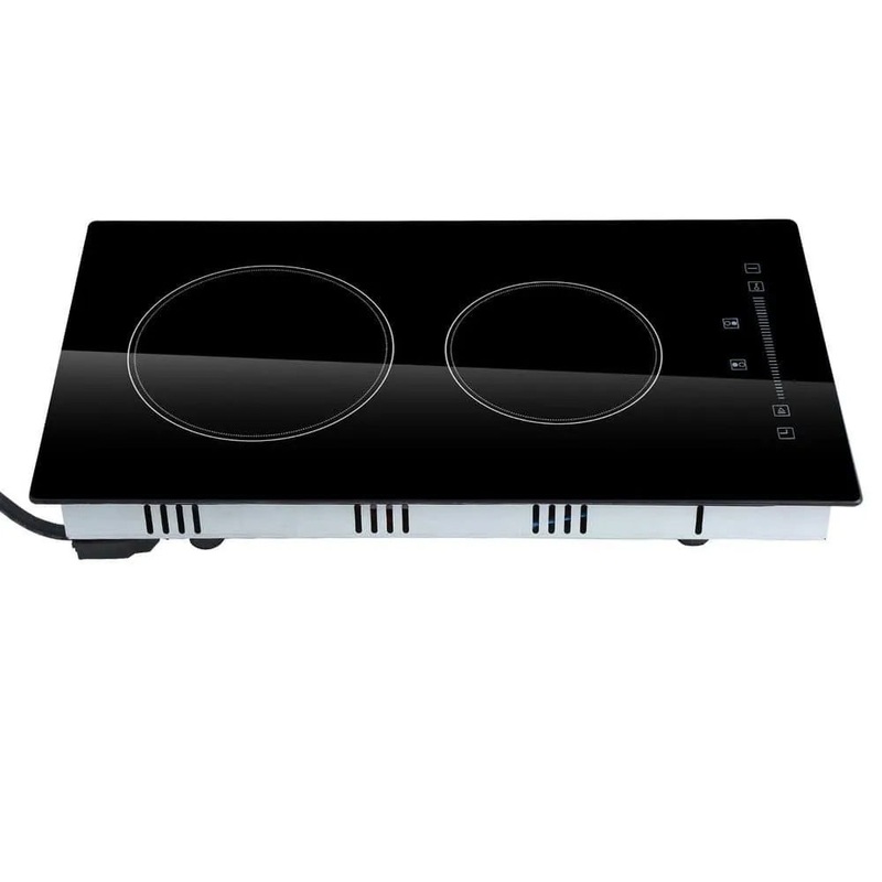 Built in Electric Stove Top, 20 X 11.6 in. 2 Burners, 240 V Glass Radiant Cooktop with Sensor Touch Control, Timer