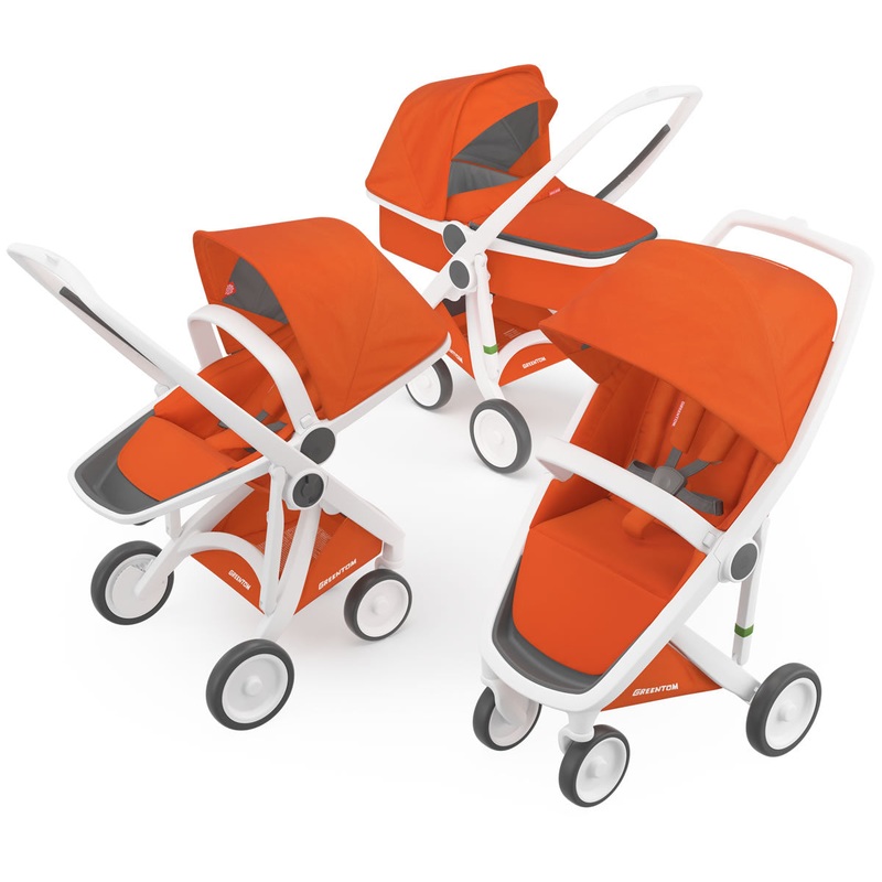Greentom 3 in 1 Stroller – White/Orange