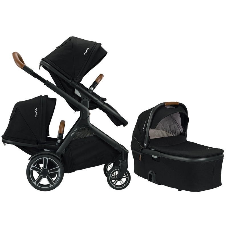 Nuna DEMI Grow Double Stroller + Bassinet Bundle – Caviar