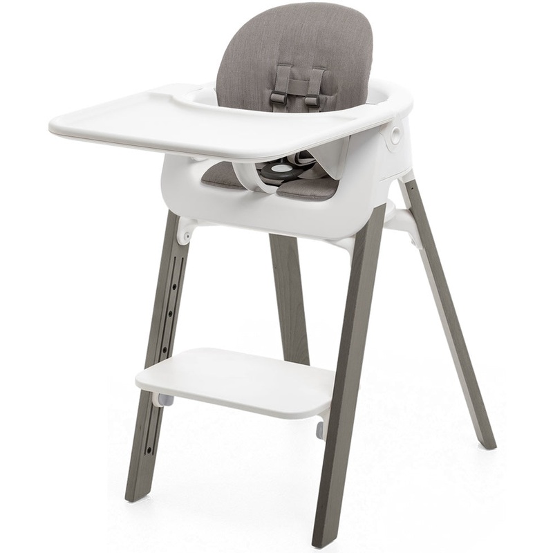 Stokke Steps Complete High Chair with Cushion – White/Hazy Grey/Greige