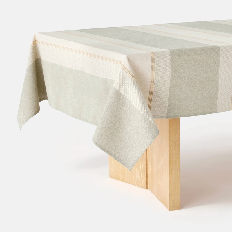 60″x104″ Textured Striped Tablecloth- Green