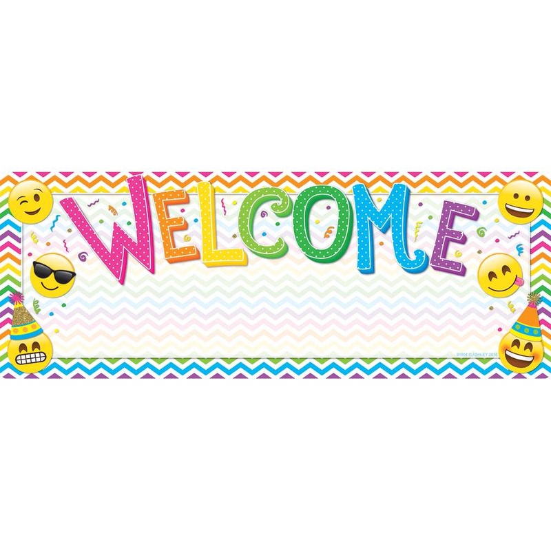Smart Poly Welcome Banner 9″X24″, Emoji