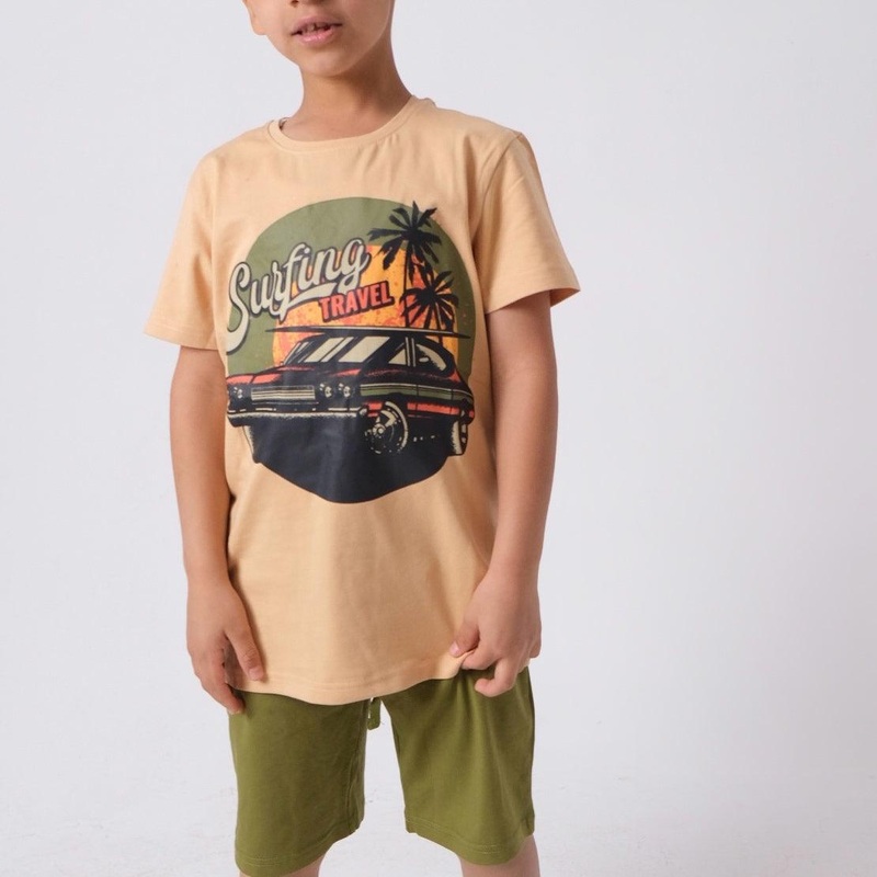 “Surfing Travel” Short-Sleeved Pajama