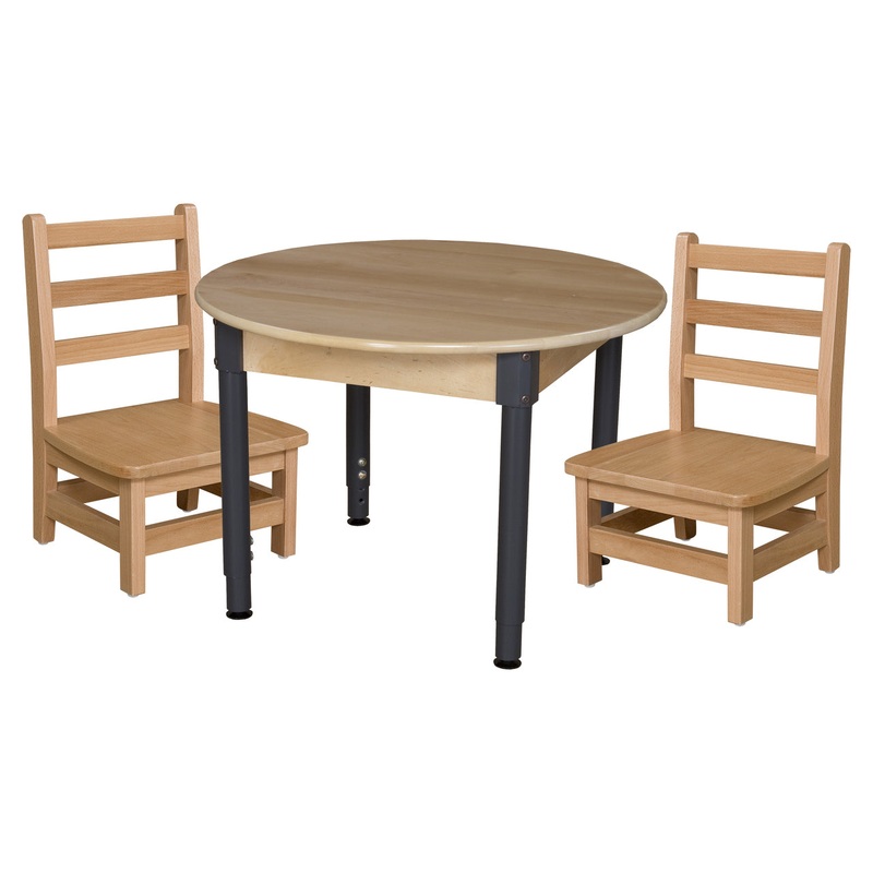 24″ x 48″ Rectangle Hardwood Adjustable-Height Table w/ Chairs (10″ Seat Height)