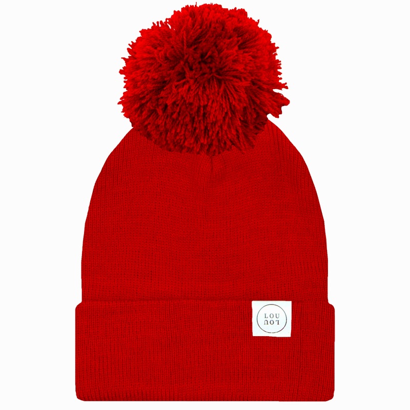 Beanie with Pom – Cherry Red