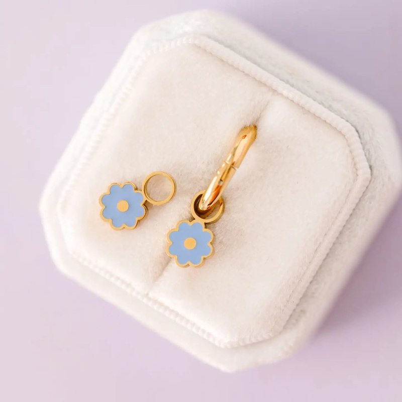 Blue Flower Earring Charms