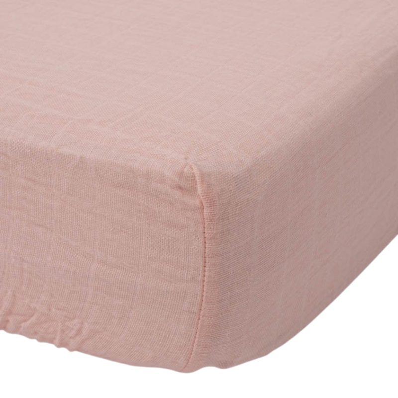 Cotton Muslin Crib Sheet – Rose Petal