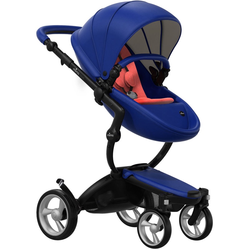 Mima Xari Complete Stroller, Black – Royal Blue / Coral Red