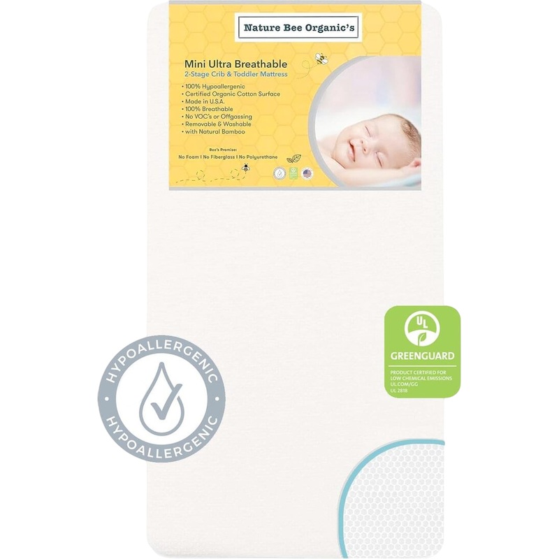 Nature Bee Organics 2-Stage Mini Crib & Toddler Mattress