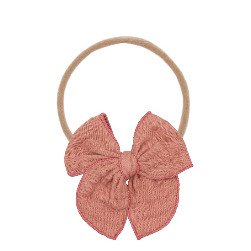 Cloud Muslin Heirloom Bow – Rose Headband