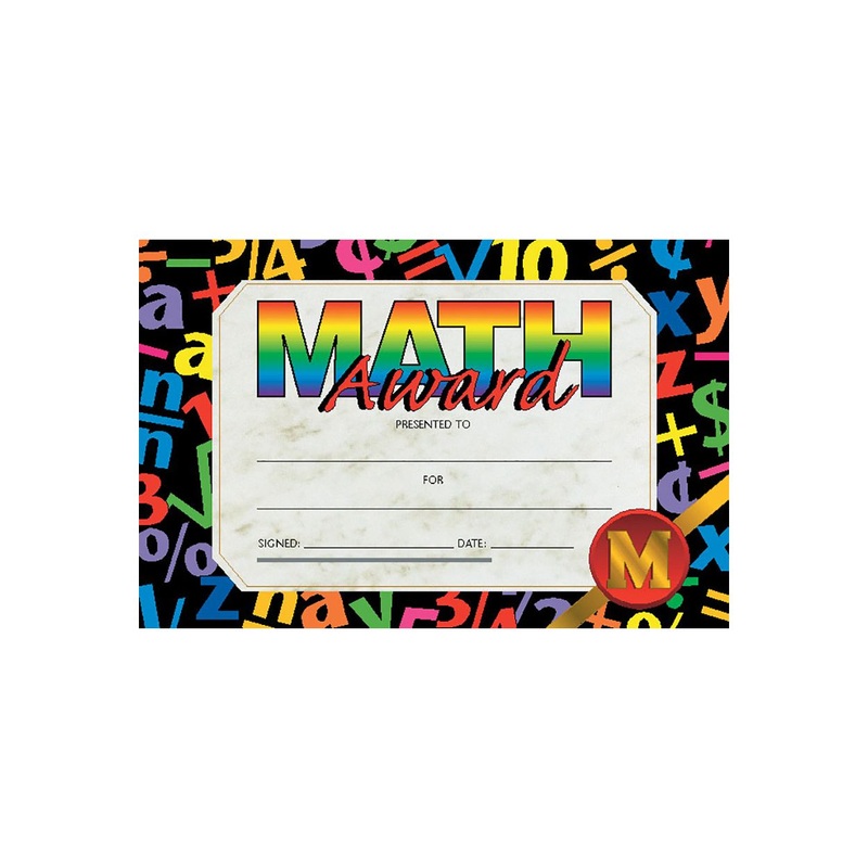 Math Award Mini Certificate, 8.5″ x 5.5″ – Pack of 25