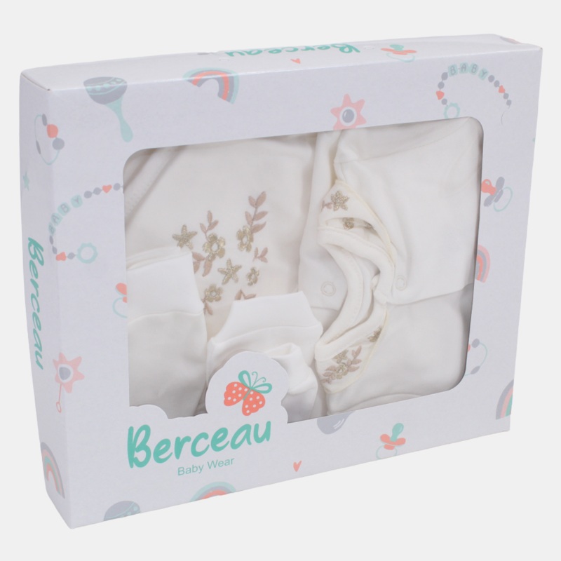 Baby Girls Baby Layette Set  Off-White Floral Set