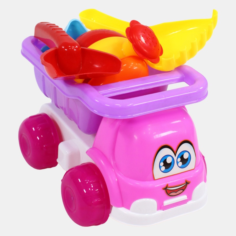 Beach Tipper Truck with Water Sprayer & Tools  Pink & Purple