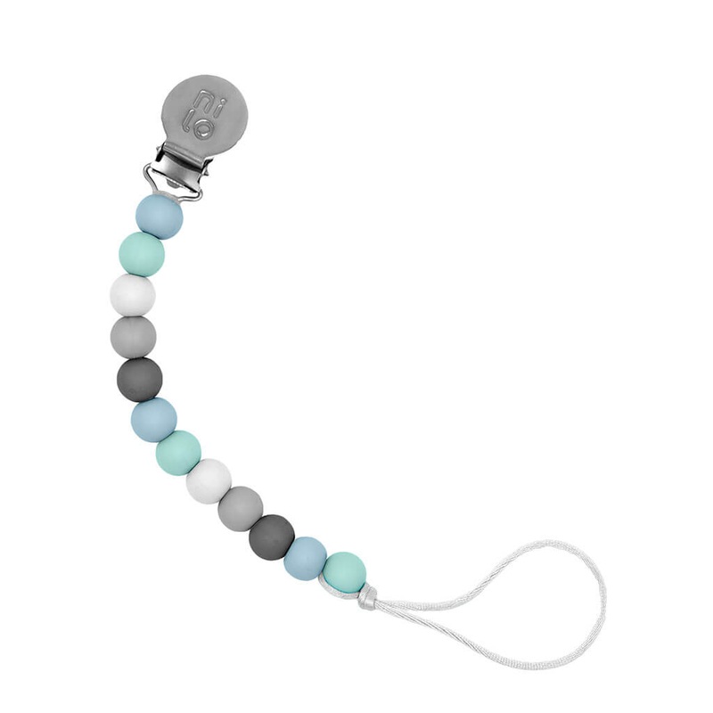 Small Silicone Beads Pacifier Holder Mint Grey
