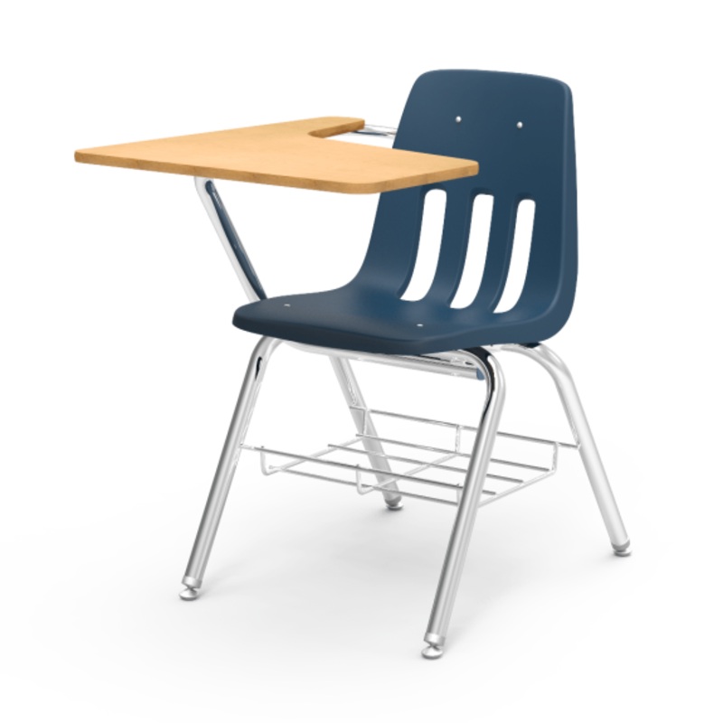 9000 Series Chair Desk Tablet Arm Top – 18″ with Book Rack – Navy